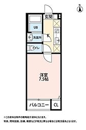 仙台市太白区郡山3丁目アパート 1Kの間取図画像