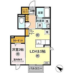 グランド・ハピネス 1LDKの間取図画像