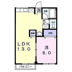 グリーンコーポ今野A 1LDKの間取図画像