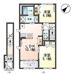 earth bloom 2LDKの間取図画像