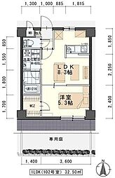 グリシーナフロール 1LDKの間取図画像