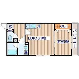 仮)根岸町新築アパート 1LDKの間取図画像