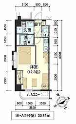 しゃとれ・向山 1Kの間取図画像