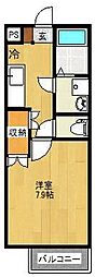 サニーベール八幡 1Kの間取図画像