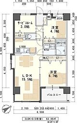 ディアグレイス五輪 2SLDKの間取図画像