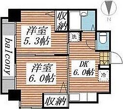 リッツコート宮町 2DKの間取図画像