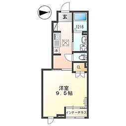 ベルク 1Kの間取図画像