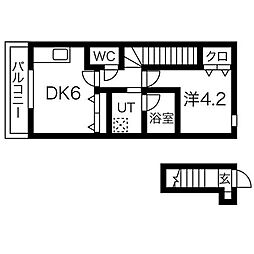 バーシティーハウス子平町 1DKの間取図画像