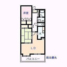菊田参番館 2LDKの間取図画像