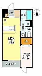 サテライト青葉 1LDKの間取図画像