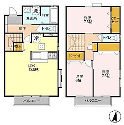 ベルフラワー 3LDKの間取図画像