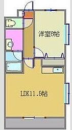 ハバードリーム三番館 1LDKの間取図画像