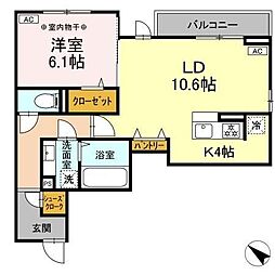 D-ROOM泉崎2 1LDKの間取図画像