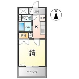 グランドール弐番館 1Kの間取図画像