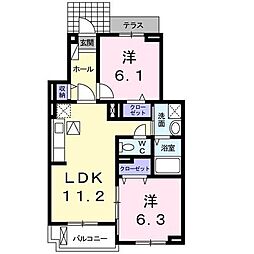 グラシエル 2LDKの間取図画像