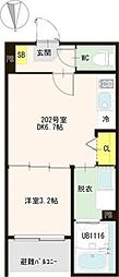 ハーモニーテラス富沢南 1DKの間取図画像