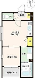 ハーモニーテラス富沢南 1DKの間取図画像