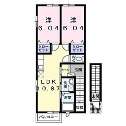 セントラルコーポ6 2LDKの間取図画像