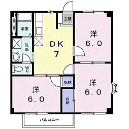 銀河ハイツ 3DKの間取図画像