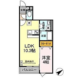 la peche 1LDKの間取図画像