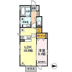 TreeTopB 1LDKの間取図画像