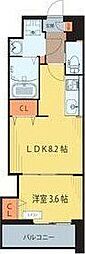 シェルグランデ椌木通 1LDKの間取図画像