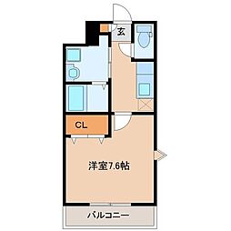 ルミナス荒井西 1Kの間取図画像