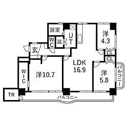 花京院マンション 3LDKの間取図画像