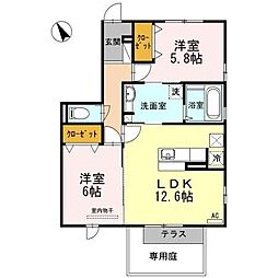 アガトリアン1 2LDKの間取図画像