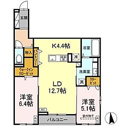 CLASSEUM仙台小田原 III 2LDKの間取図画像