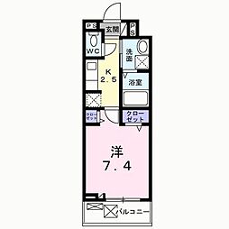 ドミール南仙台 1Kの間取図画像