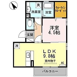 カーサ・フェリーチェ 1LDKの間取図画像