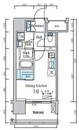 デュオフラッツ仙台木町通リネア ワンルームの間取図画像