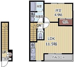 モンマルトル 1LDKの間取図画像