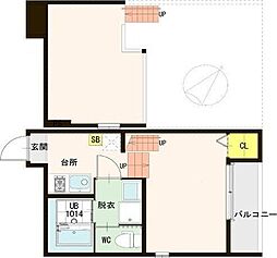 ハーモニーテラス新田 1Kの間取図画像