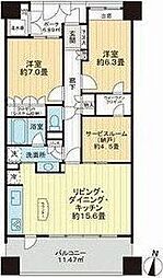 ライオンズタワー仙台青葉 2SLDKの間取図画像