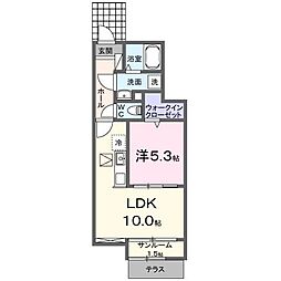 ヒルトップテラス 1LDKの間取図画像