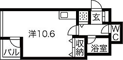 リエス支倉町 303 3階ワンルームの間取り