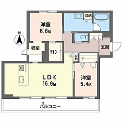 Terrace米ケ袋 2LDKの間取図画像