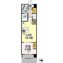 ロイヤルパークス仙台青葉通 1LDKの間取図画像