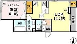 D-room木町通二丁目 1階1LDKの間取り