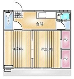 フタバコーポ 2Kの間取図画像