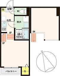 シェラート宮城野原 1階1Kの間取り