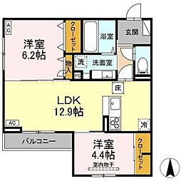 D-ROOM七曲I 2LDKの間取図画像