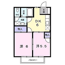 レジデンスオリーブT 2DKの間取図画像