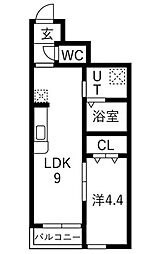 サンテラス郡山 1LDKの間取図画像