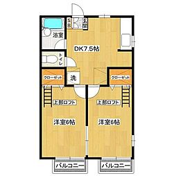 ロイヤルハイツ将監 2DKの間取図画像