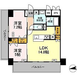 IS二十人町 2LDKの間取図画像