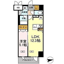 IS二十人町 1LDKの間取図画像