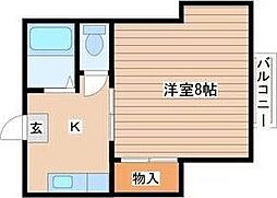 ハウスエレガンス 1Kの間取図画像